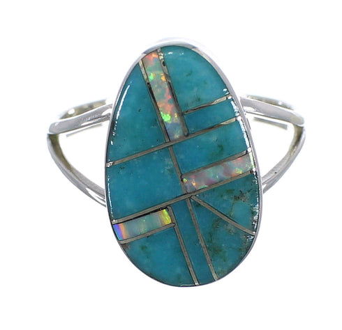 Turquoise Opal Inlay Sterling Silver Ring Size 5-1/4 RX57552